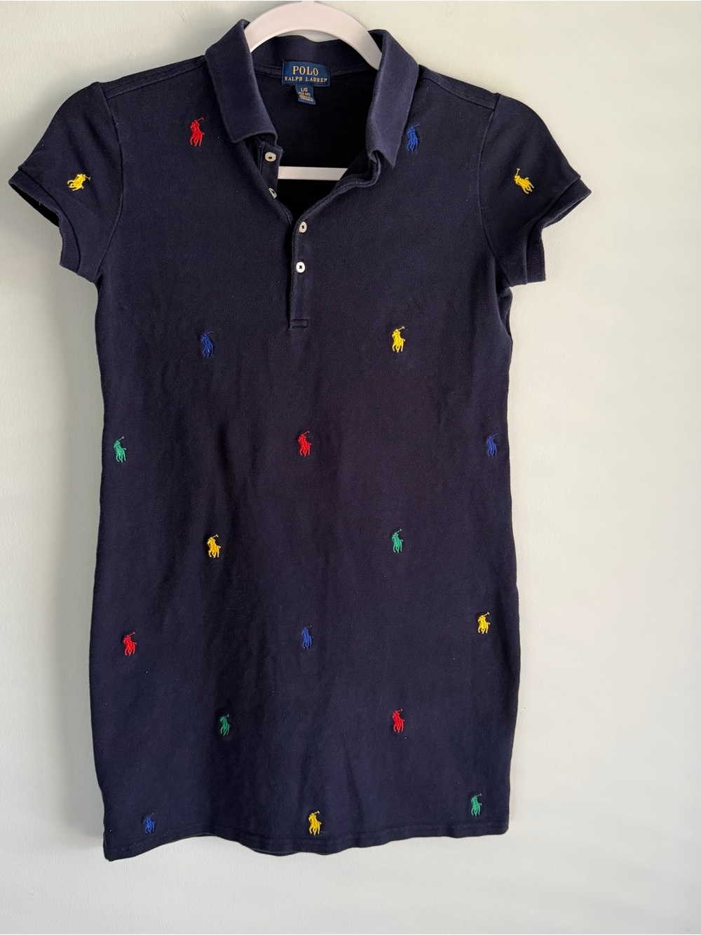 Polo Ralph Lauren Girls L (12-14) Black Multi Pony All Over Embroidered